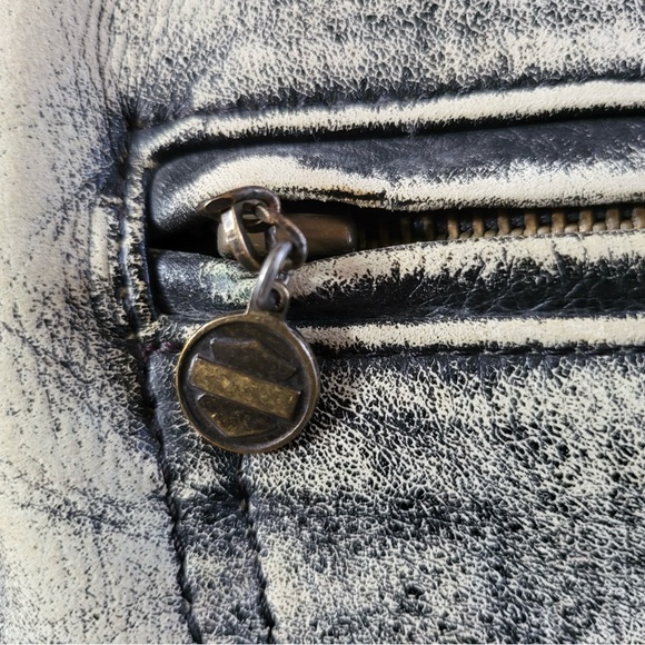 Very Rare, Vintage Harley Davidson Patinaed Leather Mileage Club Jacket, Size XL - Picture 7 of 16